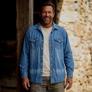 Vintage Mervyns Cambridge Classics Denim Shirt Mens XL Sun Faded Chore Workwear